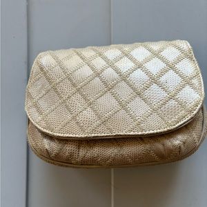 Varon Handbags NWOT vintage beige whipsnake clutch/shoulder bag